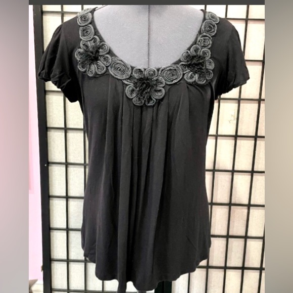 TWENTYONE women’s black floral neckline blouse size S preloved condition - Picture 5 of 11